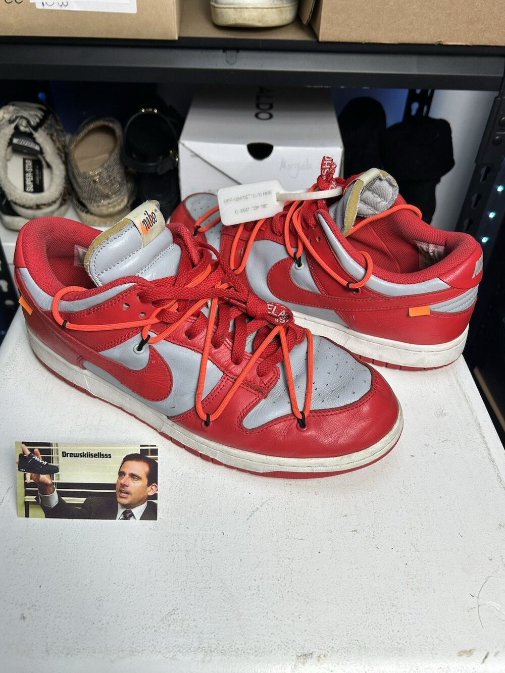 Nike Dunk Low Off-White University Red Size 12 US Mens